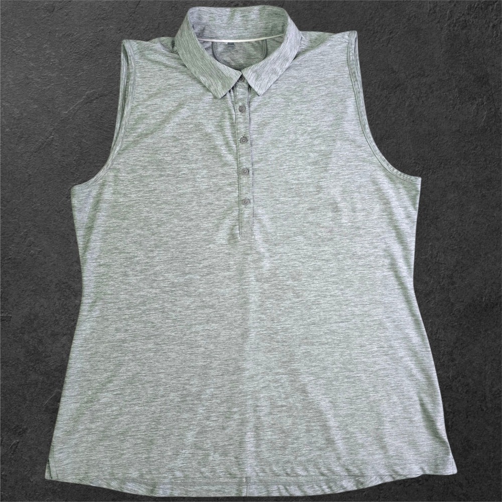 Under Armour Womens Gray Heather Sleeveless Golf Polo‎ Top XL